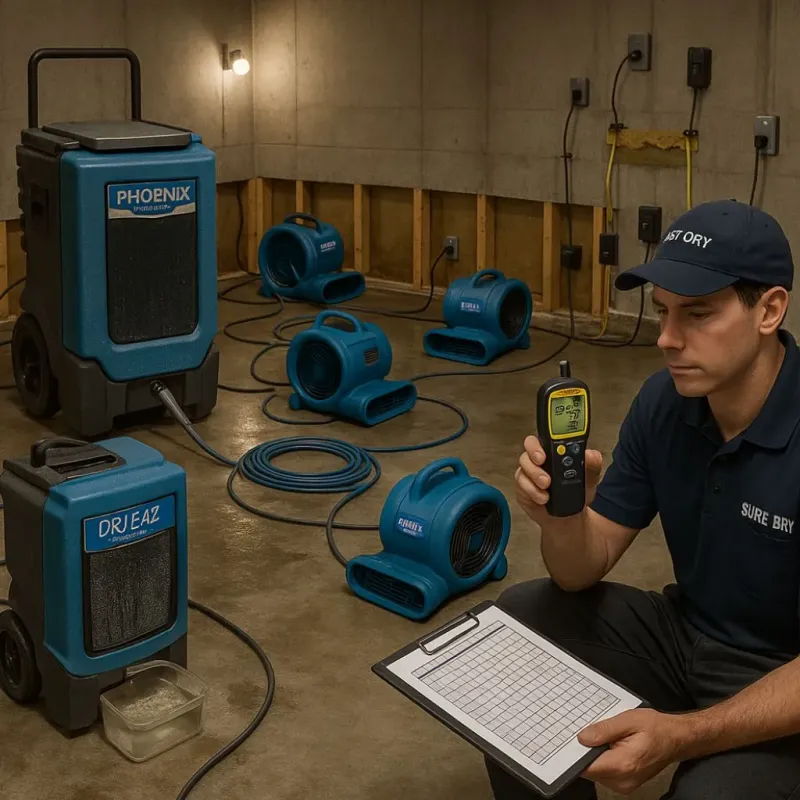 Structural Drying and Dehumidification process in Stutsman County, ND